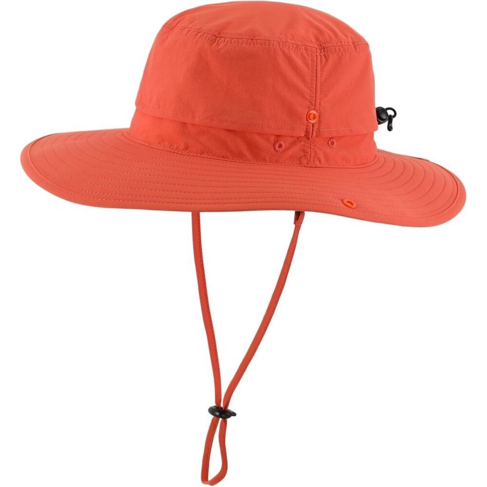 Unisex Orange 100% Nylon Wide Brim Boonie with Chin Strap Classic Cowboy Hat